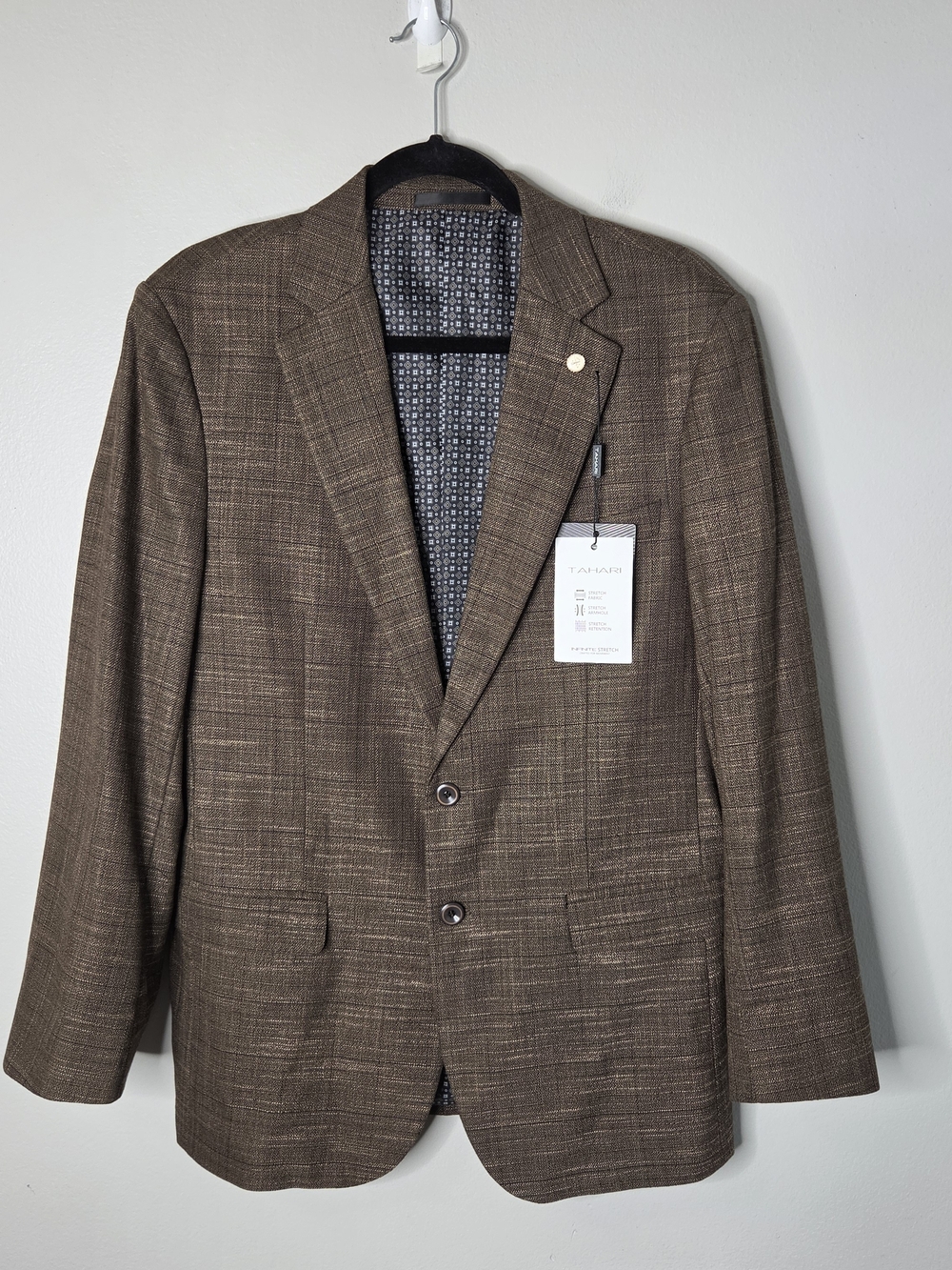 Tahari Brown Texture Infinite Stretch Blazer Sportcoat